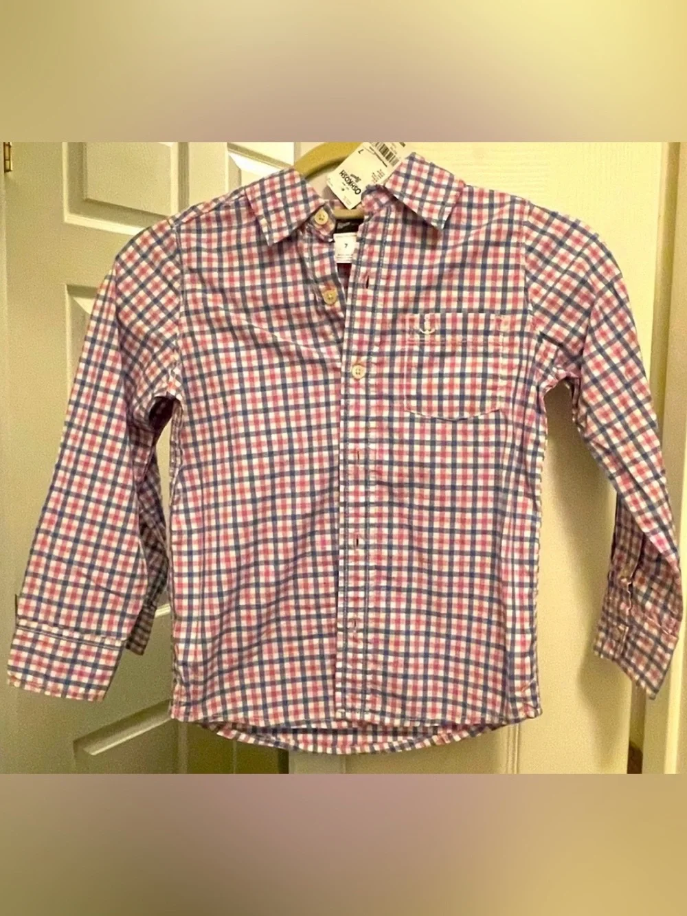 OshKosh B'gosh Kid Pink and Blue Plaid Button-Up Shirt